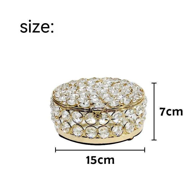 European-style French gold iron jewellery storage box with a transparent crystal glass lid.