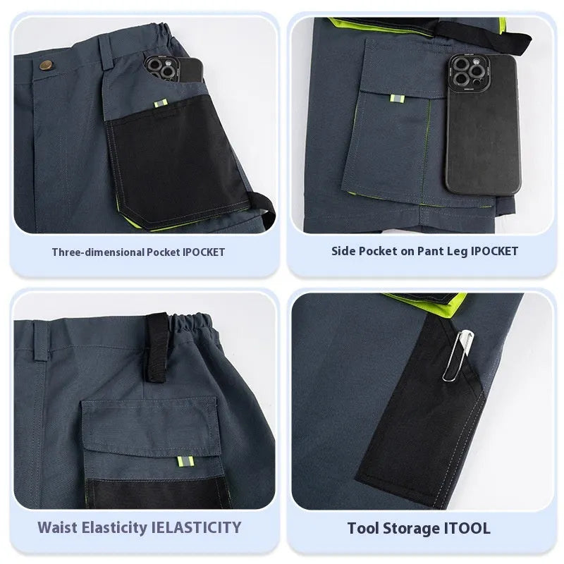 Men's summer casual work shorts in black and red, polyester, moisture wicking, quick dry, sizes S to 3XL