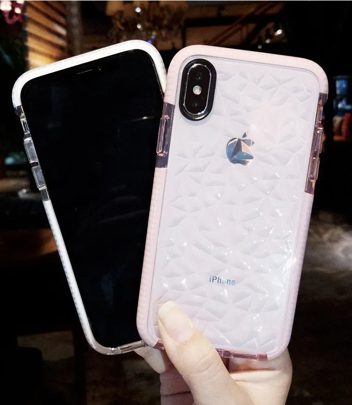 Slim TPU iPhone case with a coloured striped edge, shown on an iPhone.