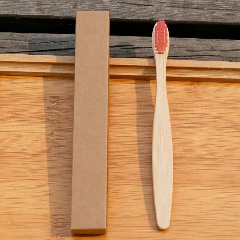 Eco friendly bamboo soft fibre toothbrush with biodegradable handle for adults