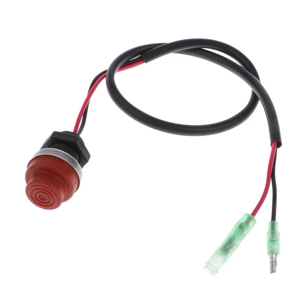 YAMAHA brand marine engine stop safety kill switch with coiled rope lanyard.