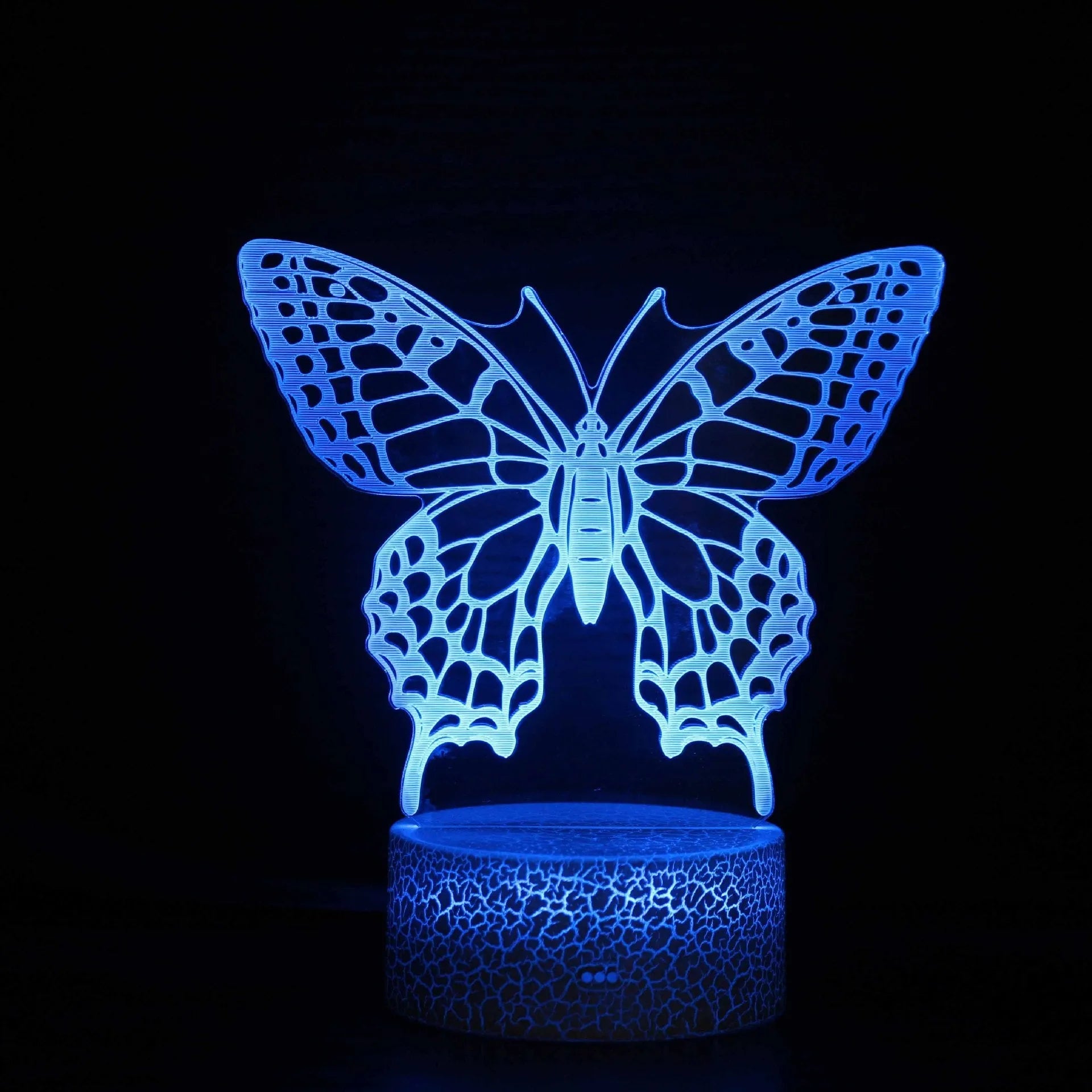 Colourful USB touch table lamp with crack-effect acrylic base and soft glowing acrylic light panel