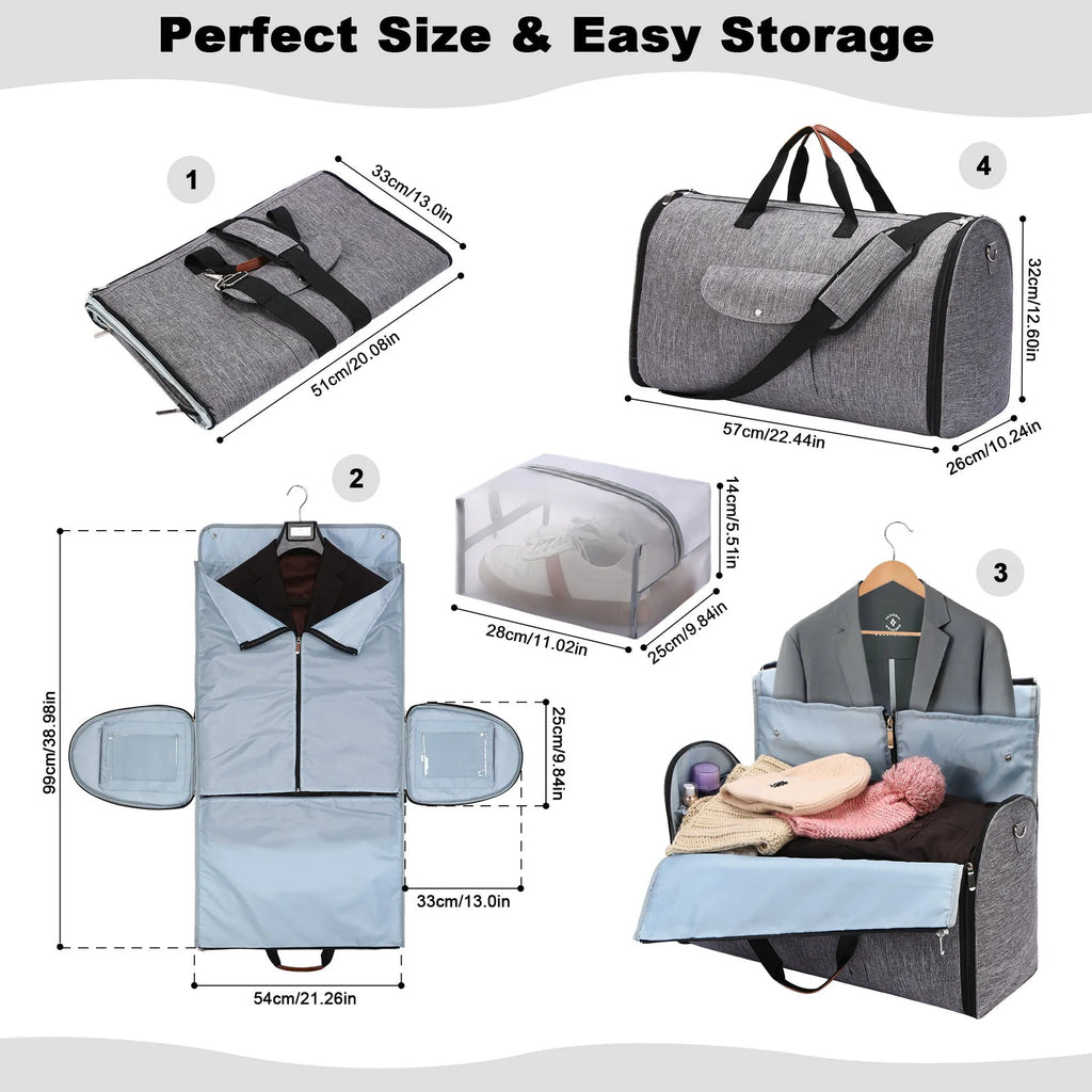 Dark blue Oxford cloth duffel bag with 36-55 litre capacity for business travel