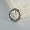 Retro heart-shaped hollow lotus magnetic earrings in antique silver or ancient gold finish