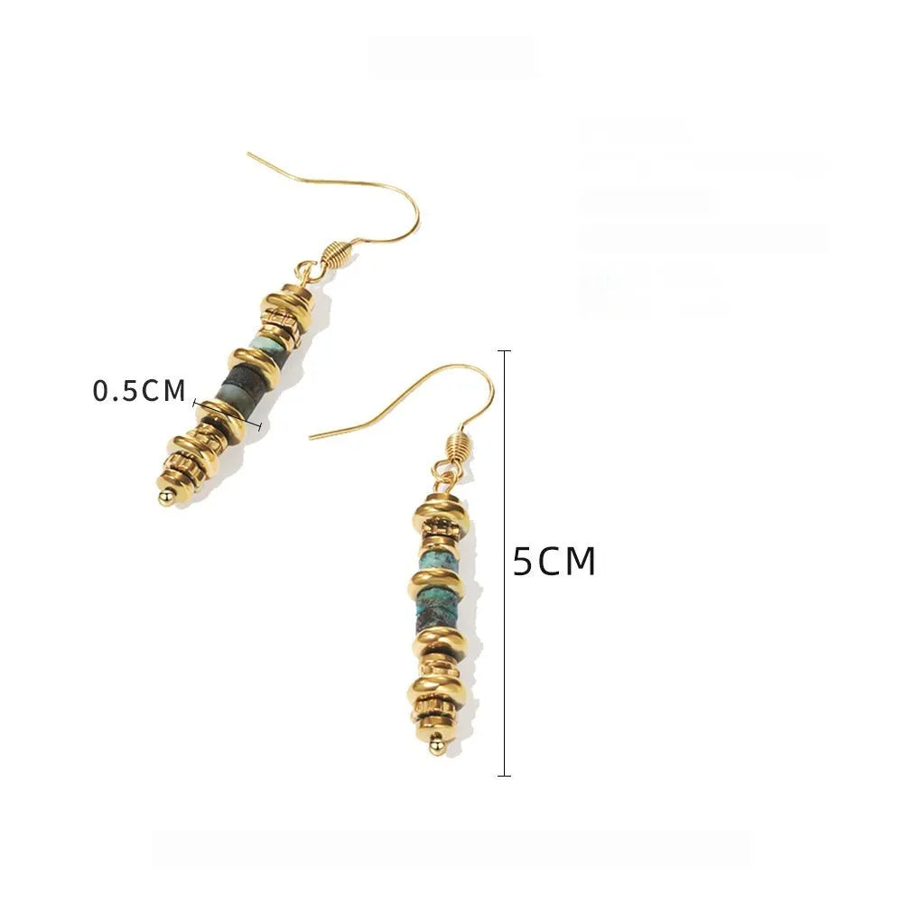 Geometric retro titanium steel earrings with 18K gold plating