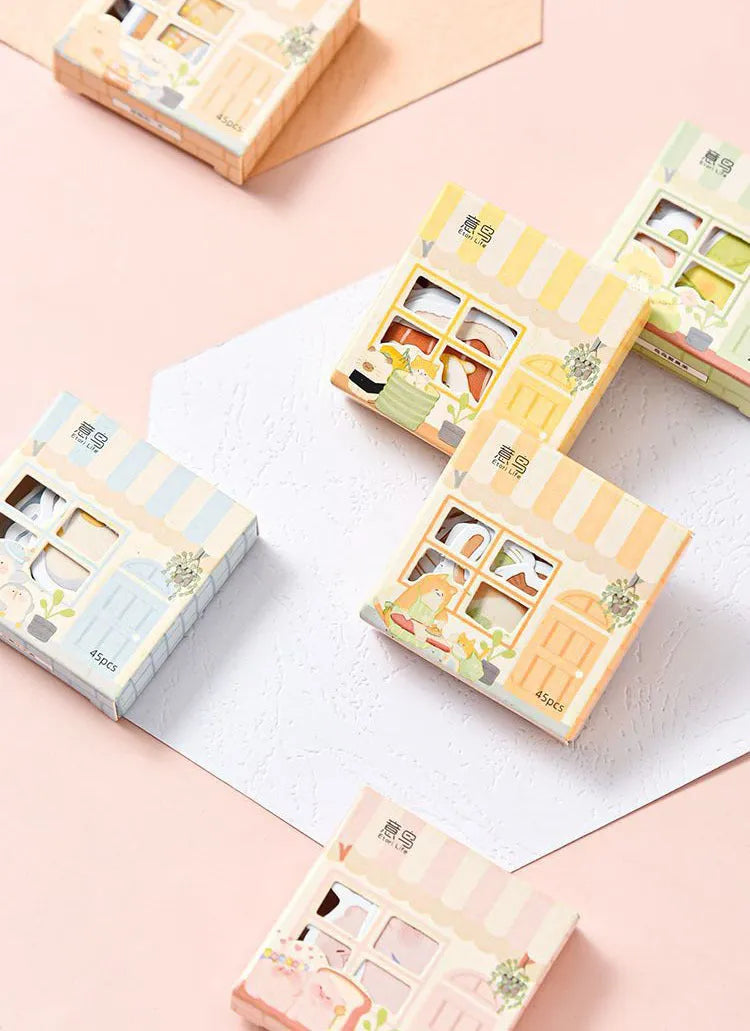 Cute penguin design account stickers on paper, showing 20-50mm width range.