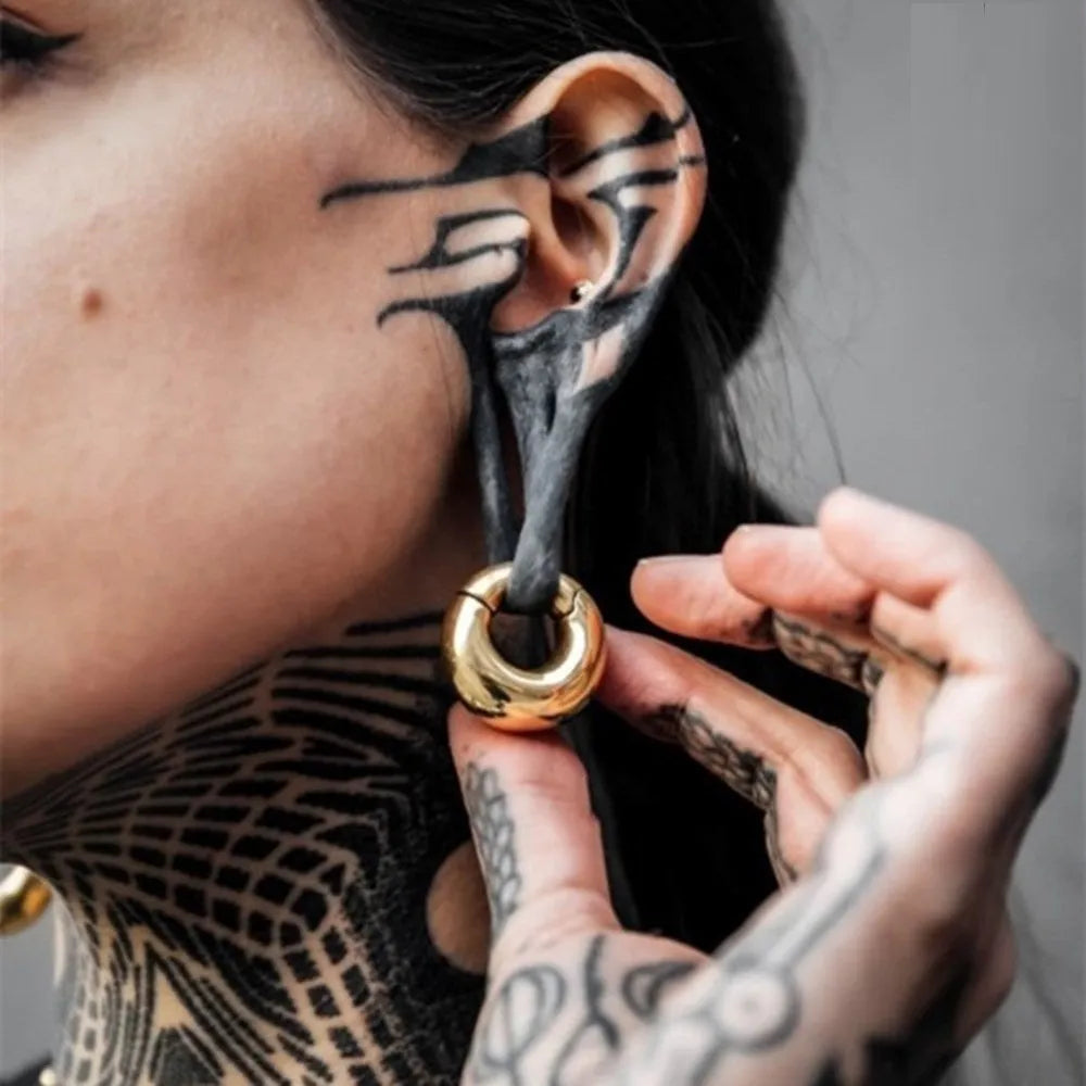Insight glossy ring earring single ear hook in titanium steel ball pattern in black 6mm size