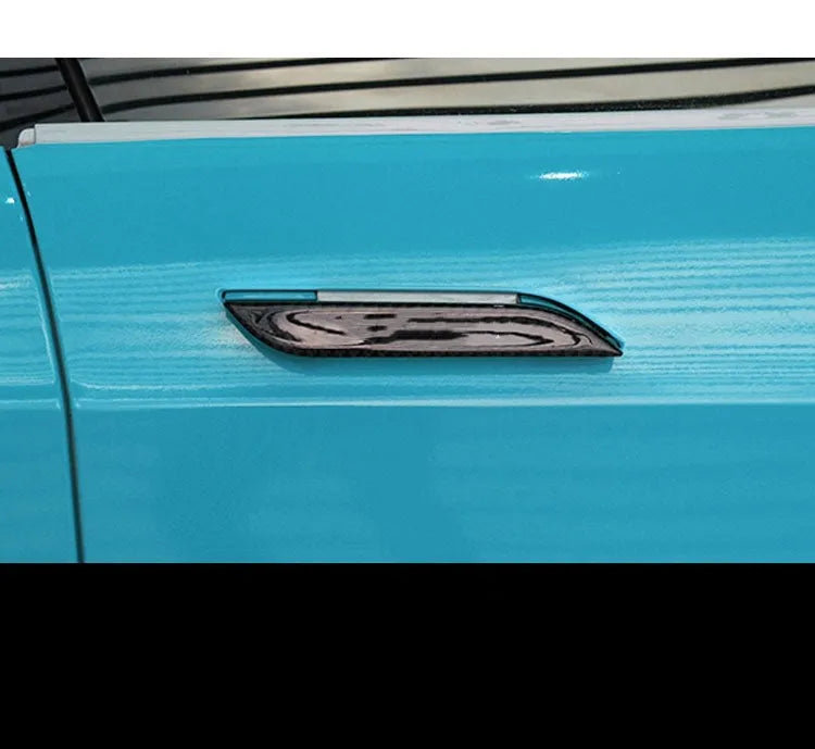 Set of four carbon fibre door handle protection stickers for Tesla Model S.