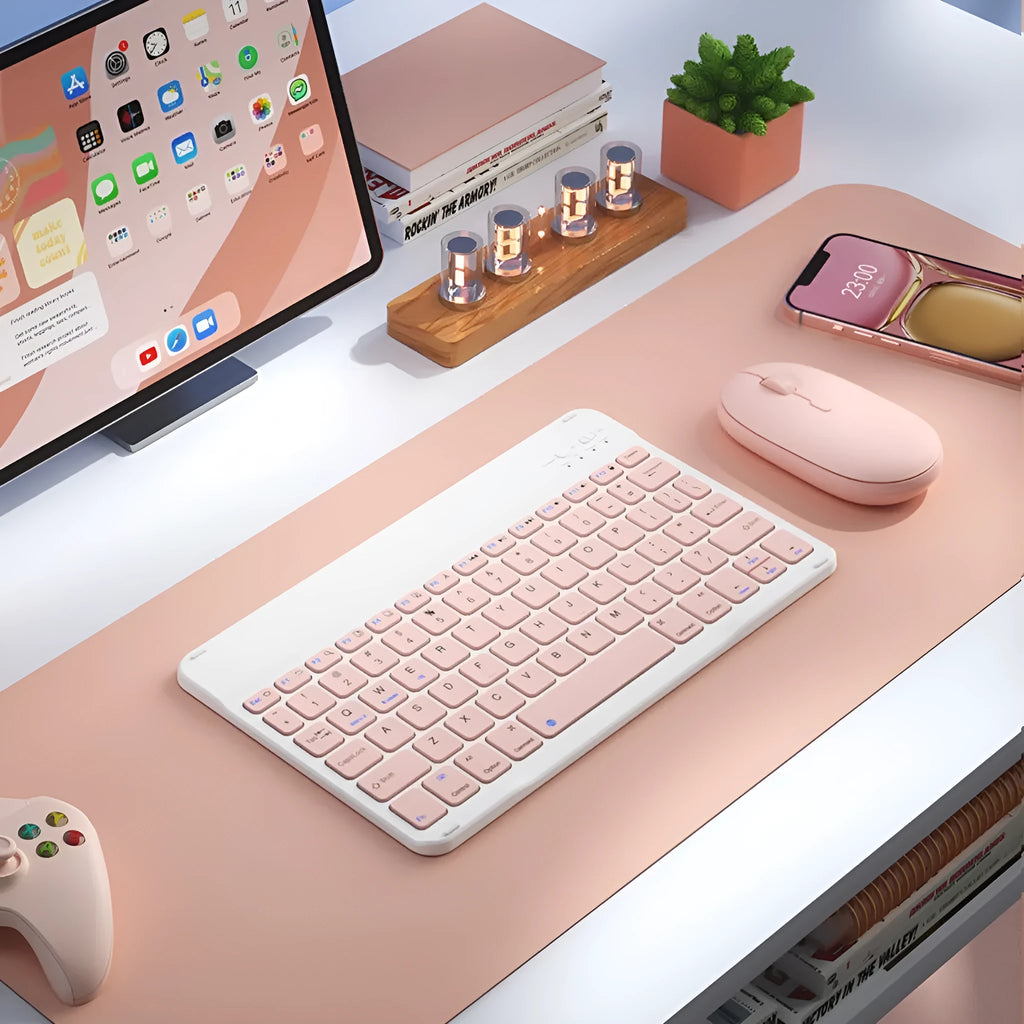 Bluetooth keyboard and rechargeable mouse bundle in multiple colour options including elegant white and dark night green