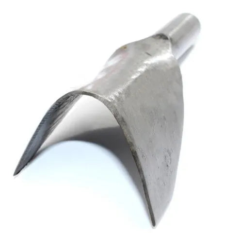 Six steel leather punch tools showing half-round and V-shaped ends in sizes from 15mm to 40mm.