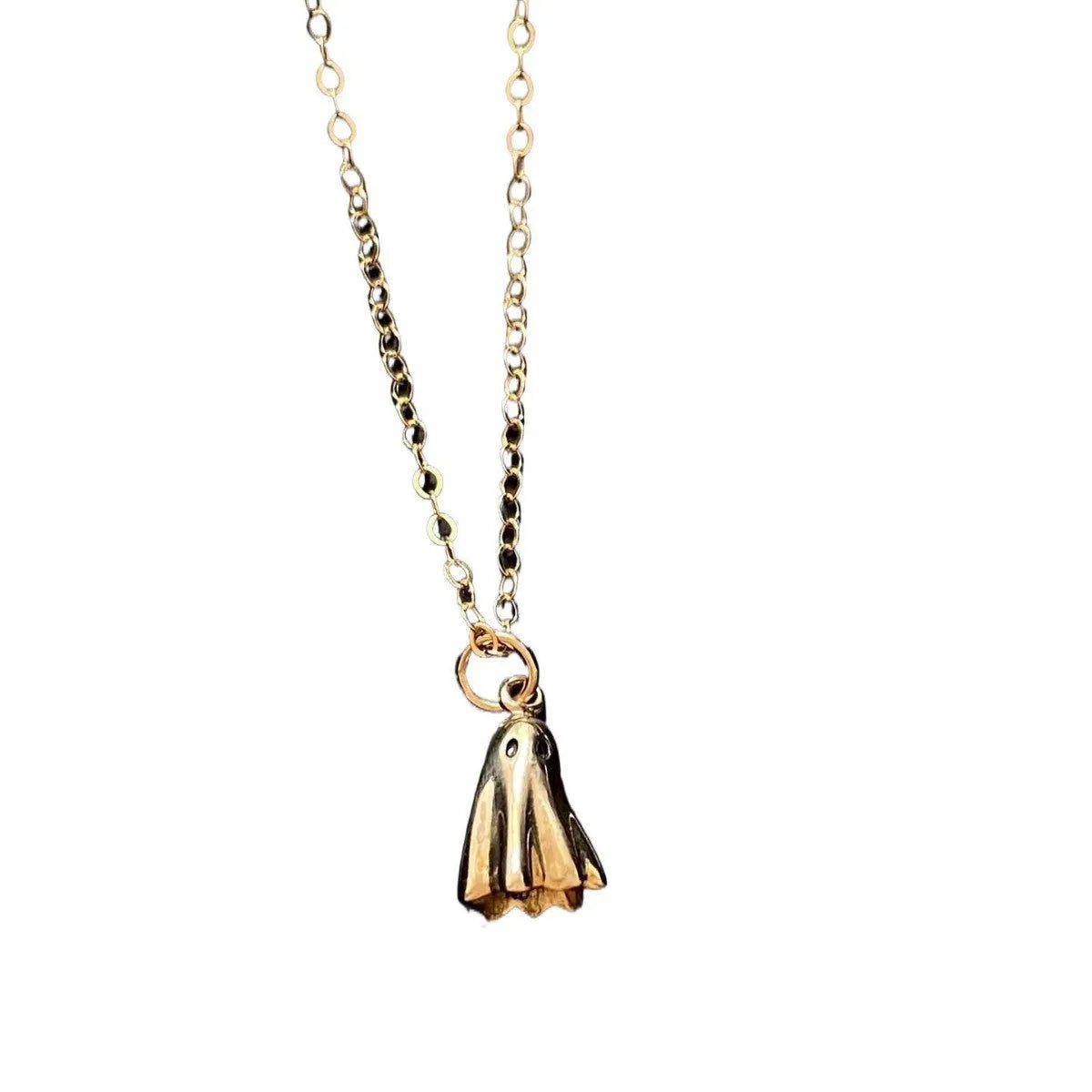 Stainless steel ghost pendant necklace with titanium steel detailing and twisted chain