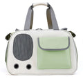 A foldable single shoulder pet bag made from canvas in black, green, or yellow.
