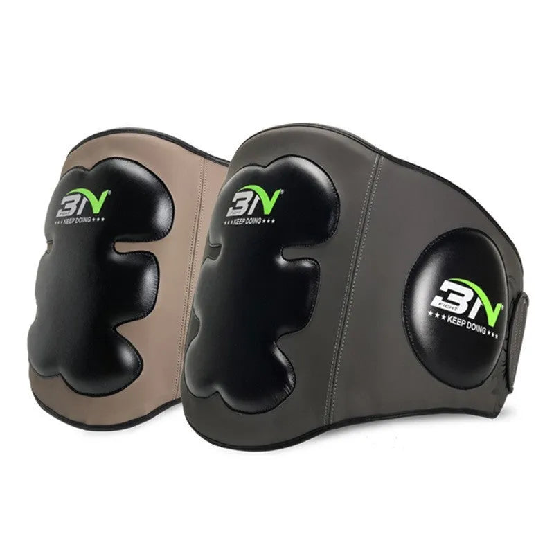 Boxing chest protection target with waist strap in dark grey and khaki colours