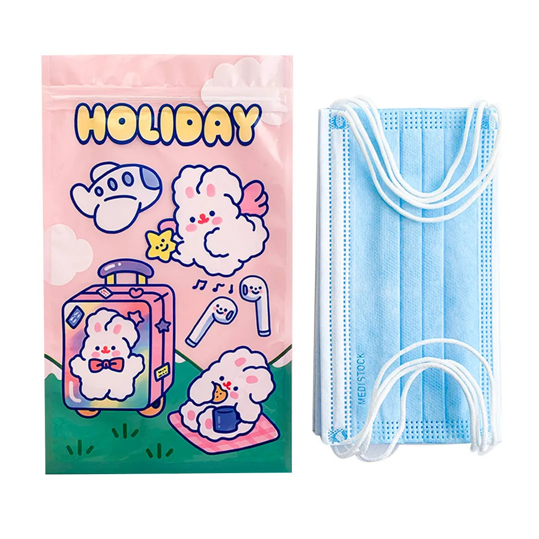 Rabbit-themed resealable plastic packaging bag in rectangle shape, showing one of four design options.