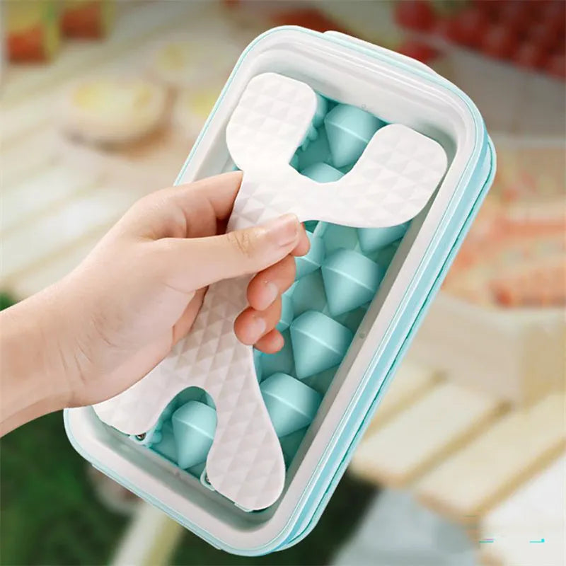 Portable silicone ice ball mould water bottle in light grey showing 20.5cm length and modern minimalist design