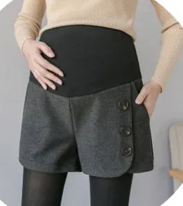 Grey wool stomach lift cotton blend shapewear shorts in high-waisted design