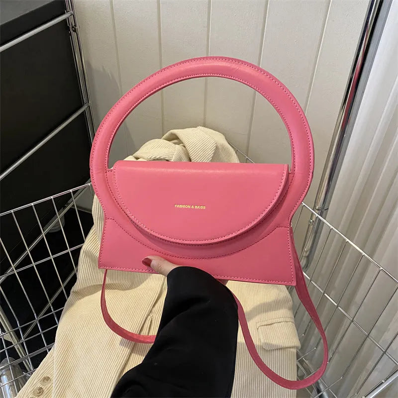PU shoulder messenger bag with horizontal square shape and internal phone compartment