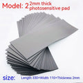 Black and grey photosensitive rubber sheet for seal making, showing 330mm by 110mm size.