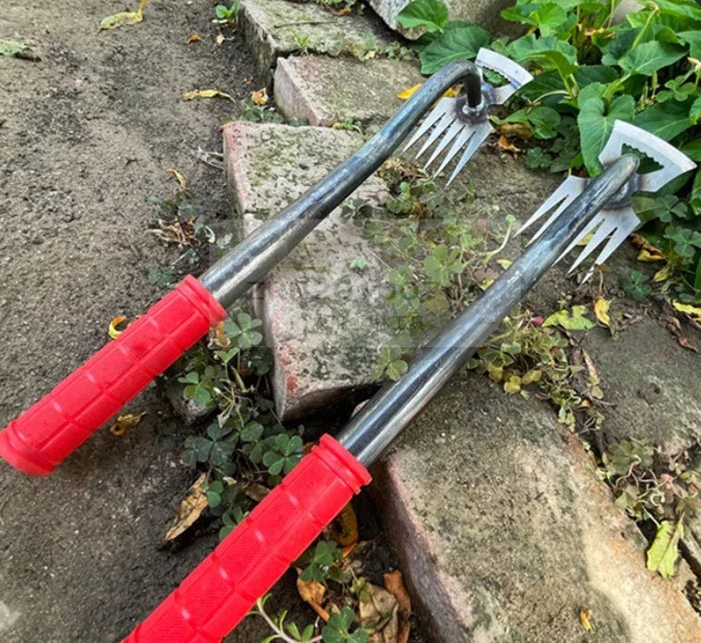 Multi-function dual-purpose gardening hoe rake tool with alloy steel construction