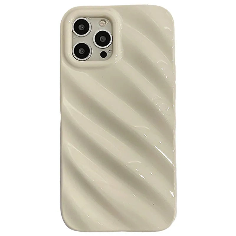 Ins style pleated iPhone case with laser electroplated metallic finish in silicone