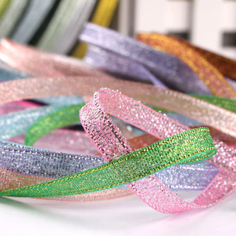 0.6cm wide polyester gift packaging ribbon roll in multiple colour options including gold leaf and jade pink