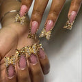 Golden diamond debris butterfly pattern nail stickers with jelly glue bottle