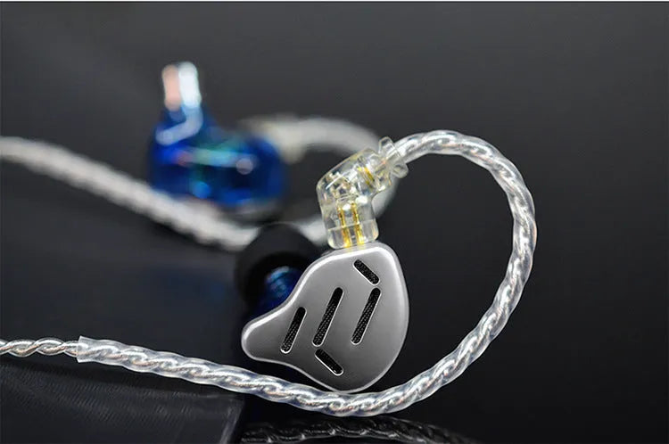 KZ ZAX in-ear headphones in black or silver blue with 3.5mm L-bend plug