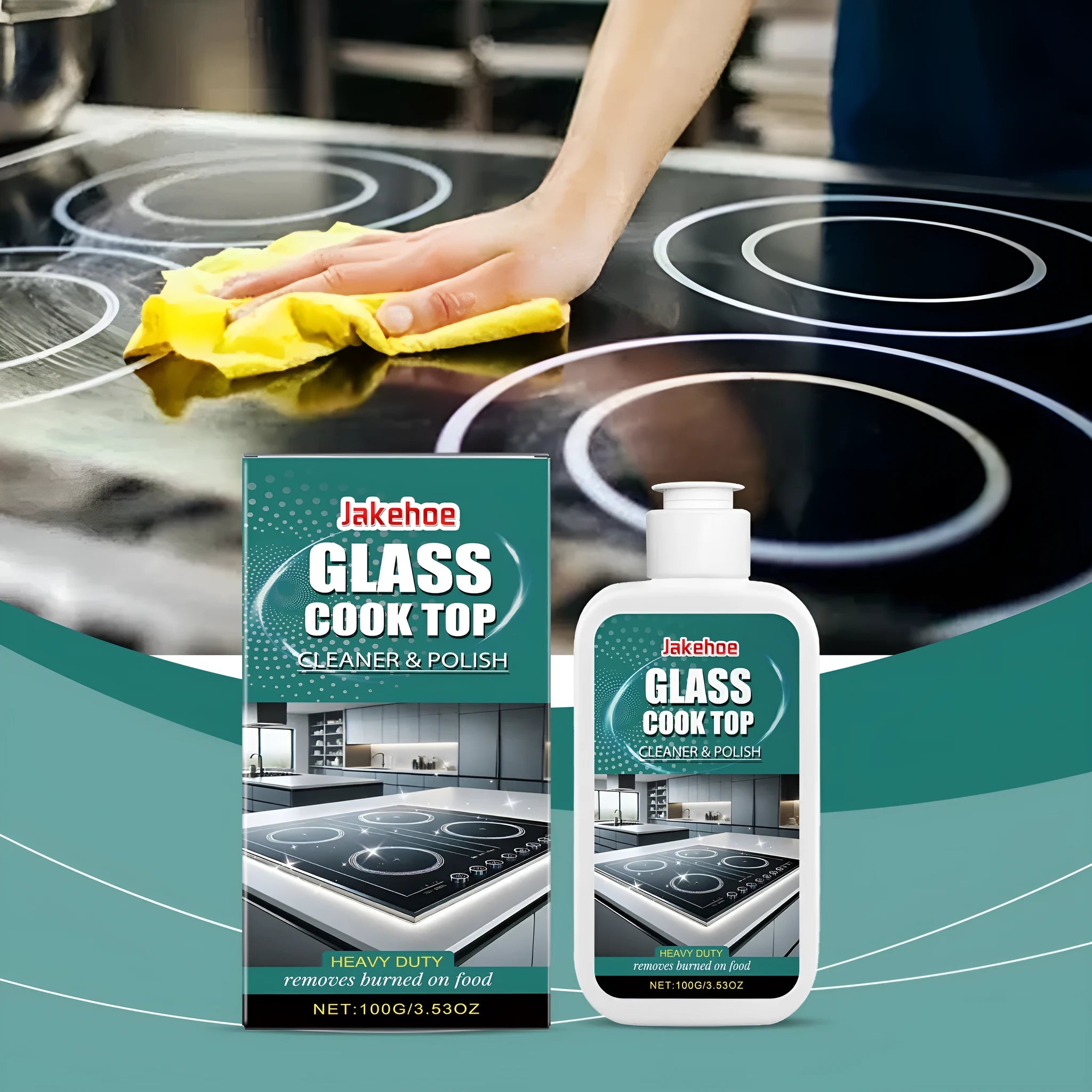 Glass stove cleaning brilliant polish 100g in a container for ceramic hob decontamination