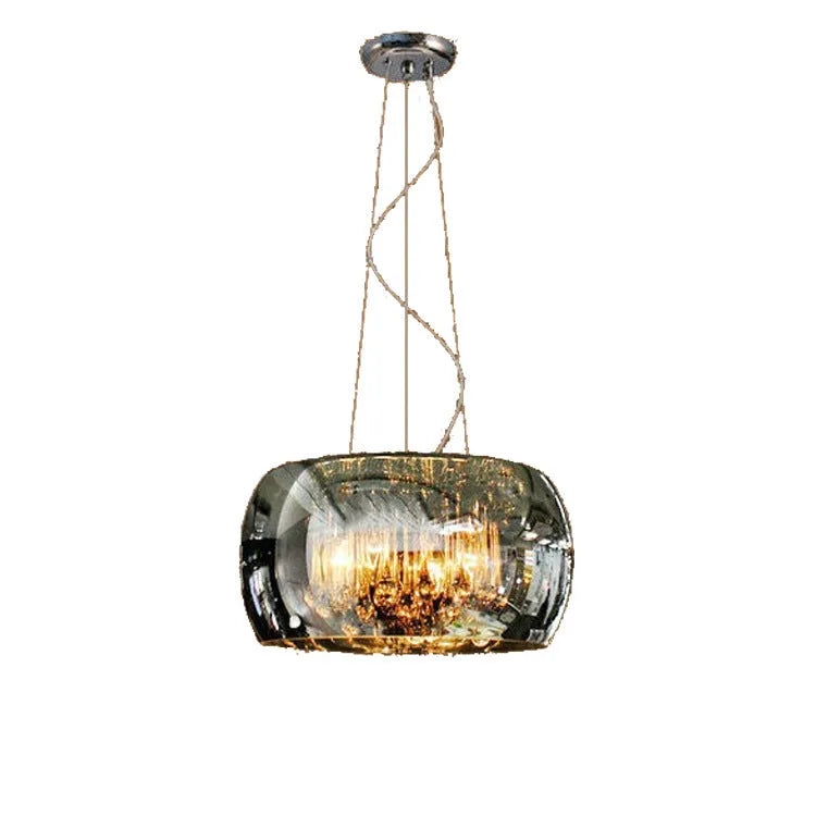 Modern minimalist LED ceiling chandelier with smoky gray glass cover for living room dining room