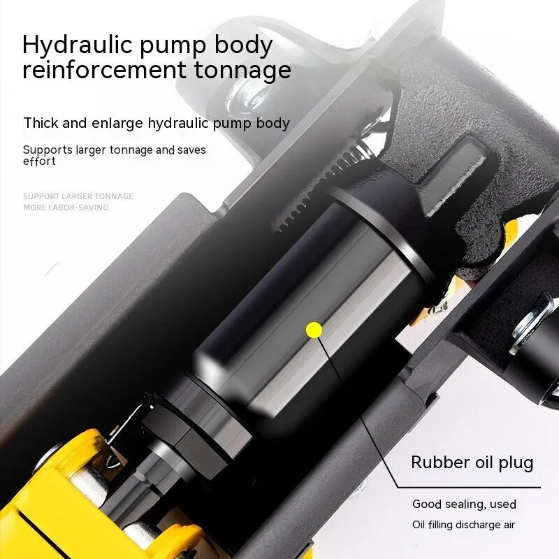 Horizontal hydraulic trolley car jack with handle for tyre changes