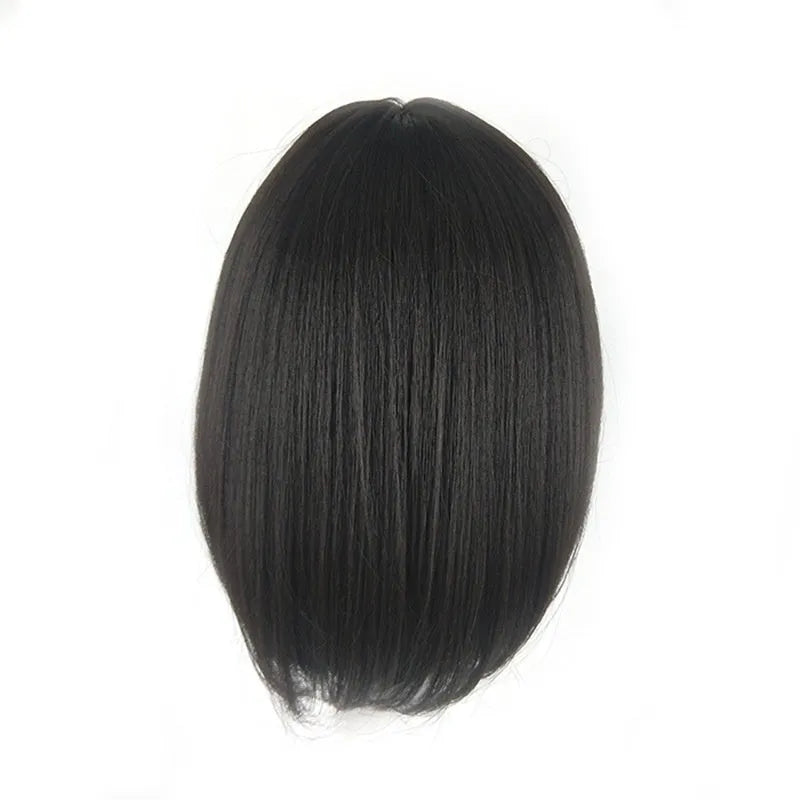Short bob wig for women in black with starfish pendant and glass beads