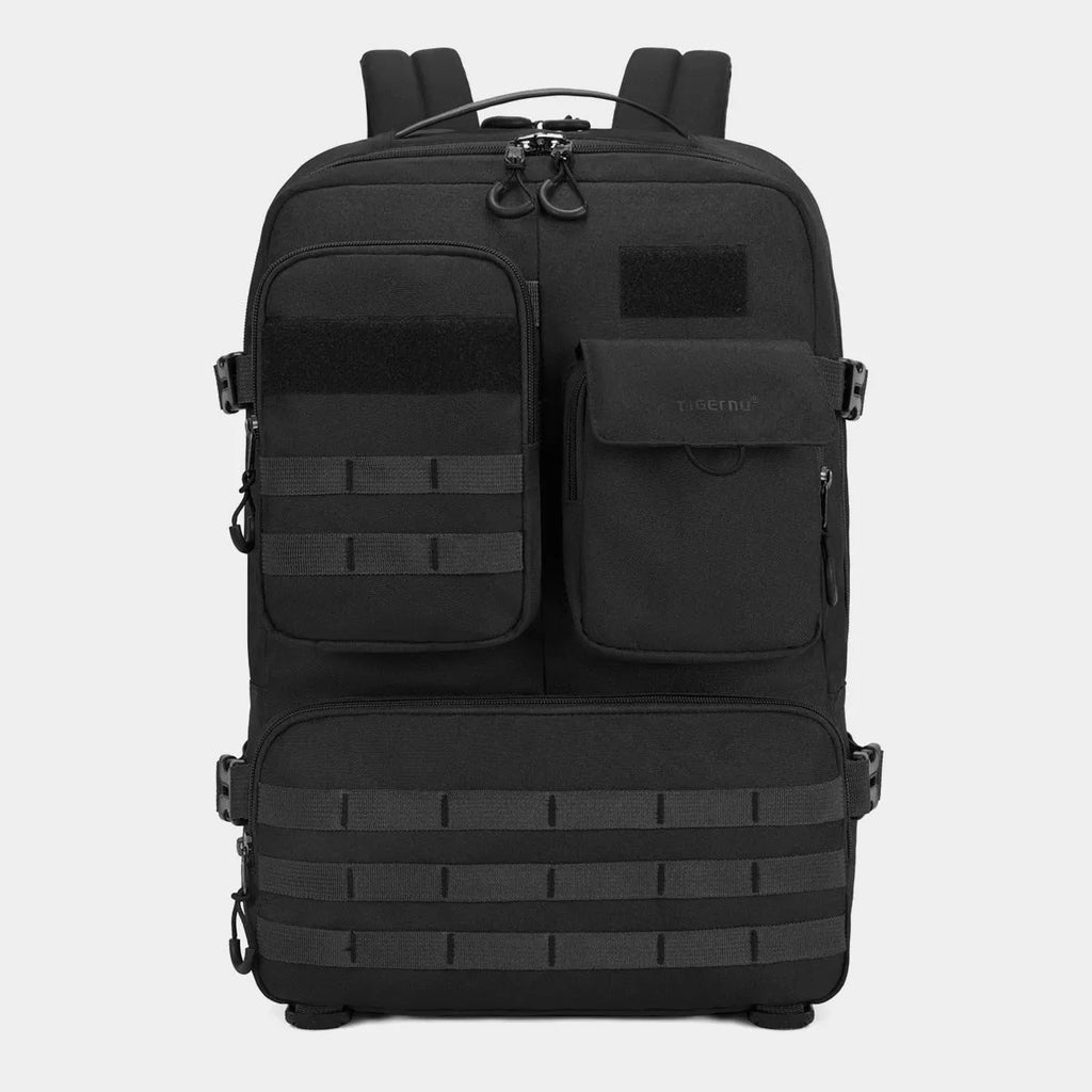 Army green tactical backpack with 17-inch laptop compartment and 35-litre capacity