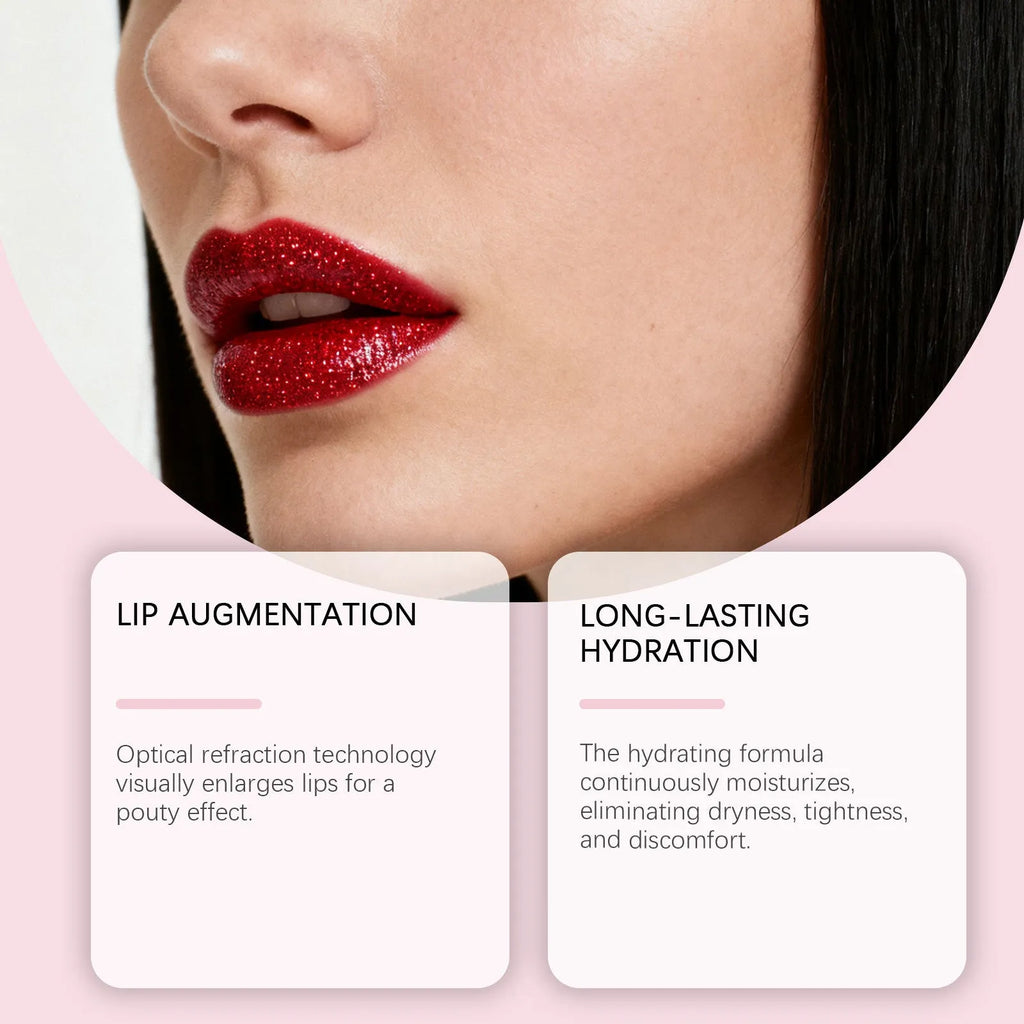 Red moisturising fine glitter lip gloss 3g tube with wand applicator