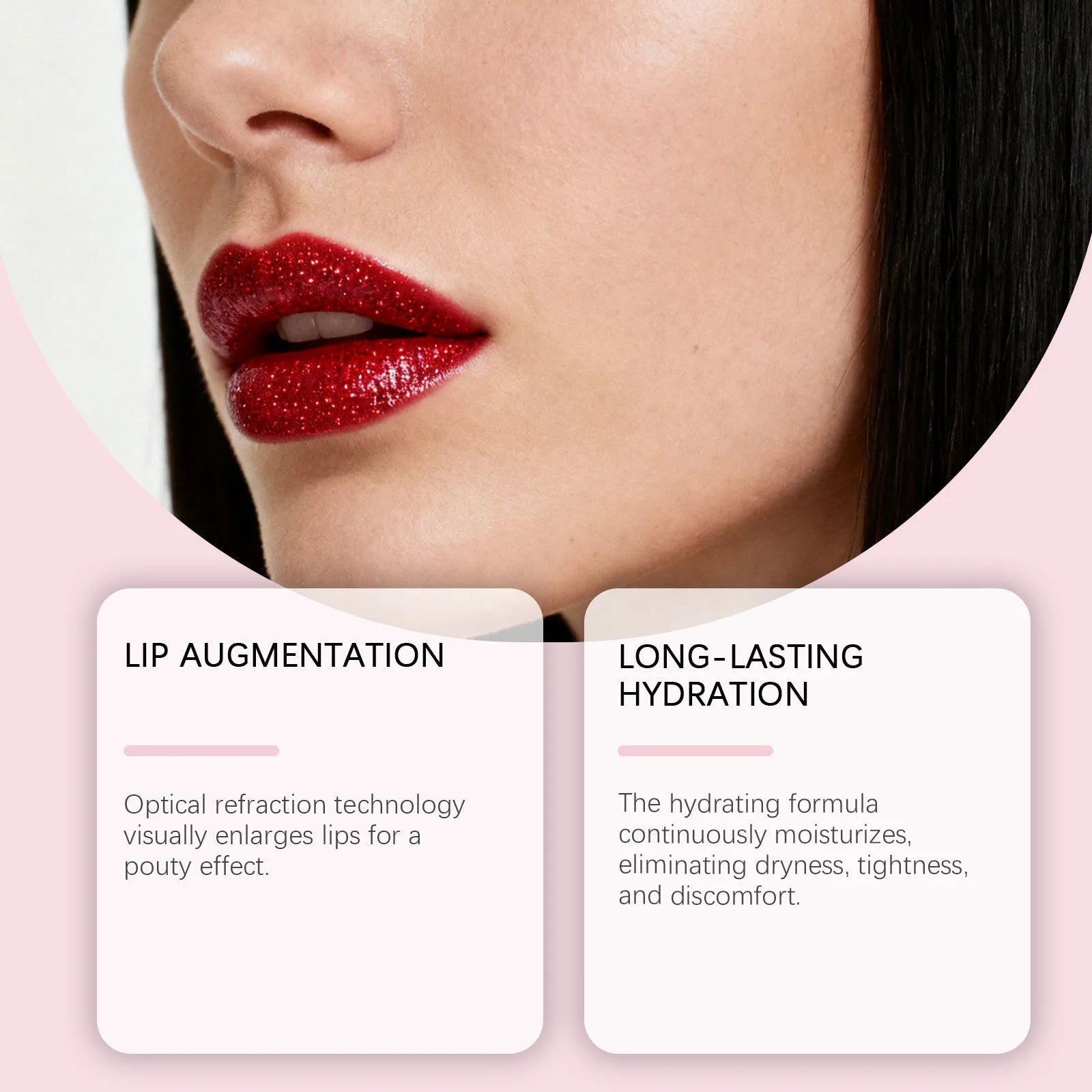 Red moisturising fine glitter lip gloss 3g tube with wand applicator
