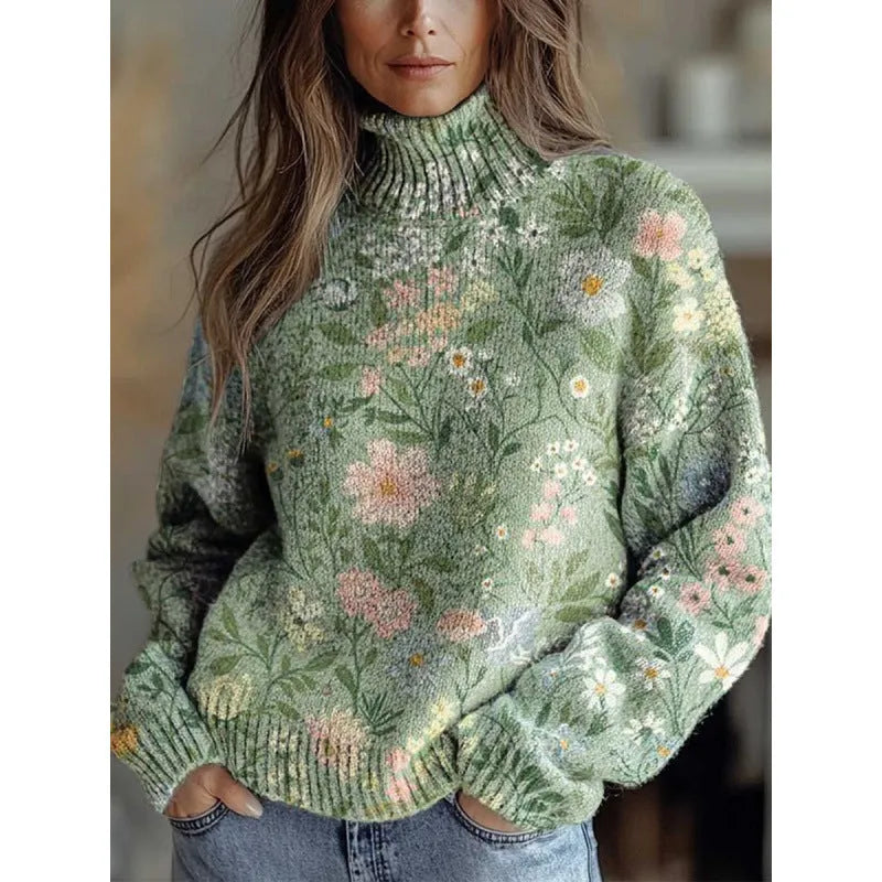 Women's abstract Christmas print casual top in polyester fabric