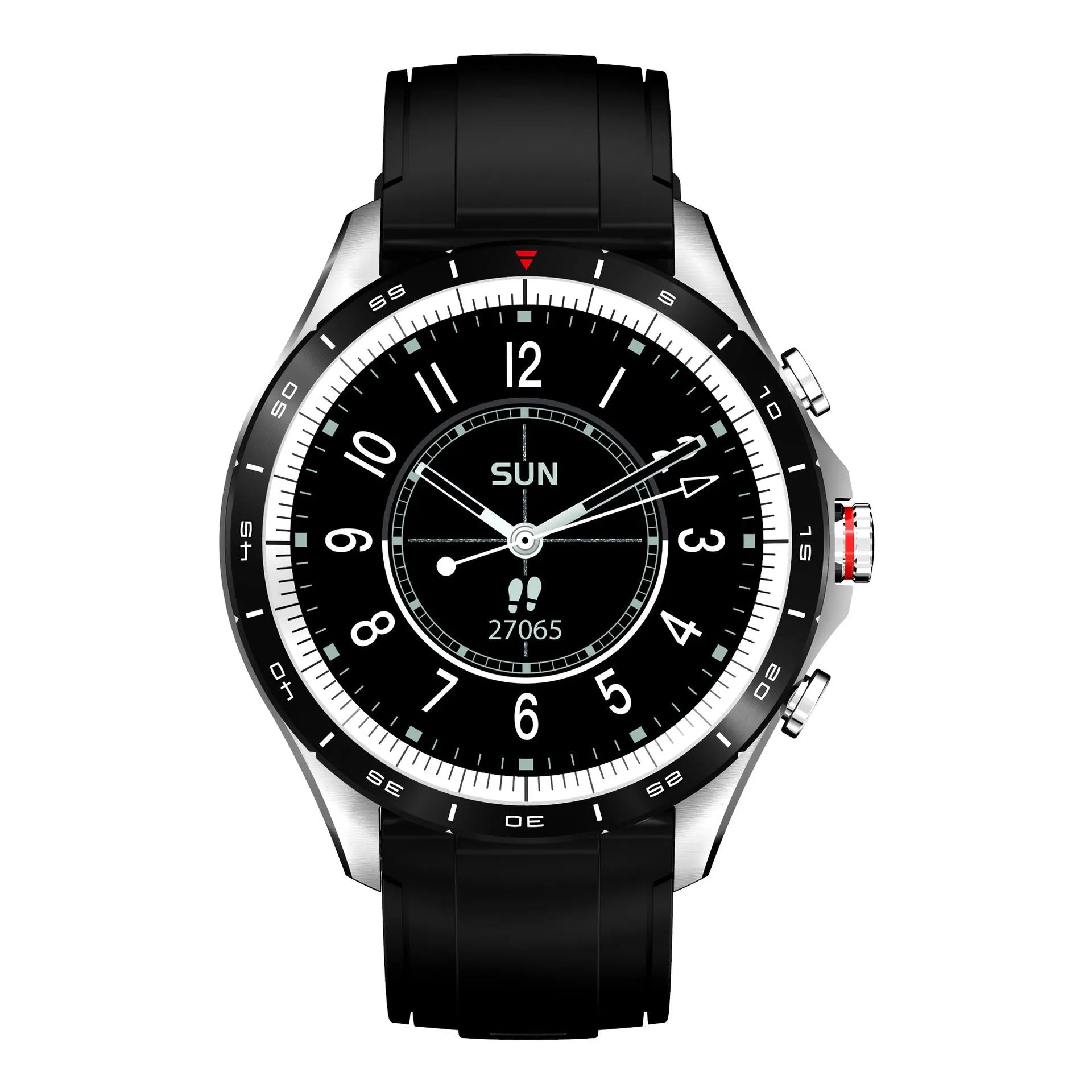 Men's smart bracelet watch with zinc alloy screen and silicone band in black, blue, or grey