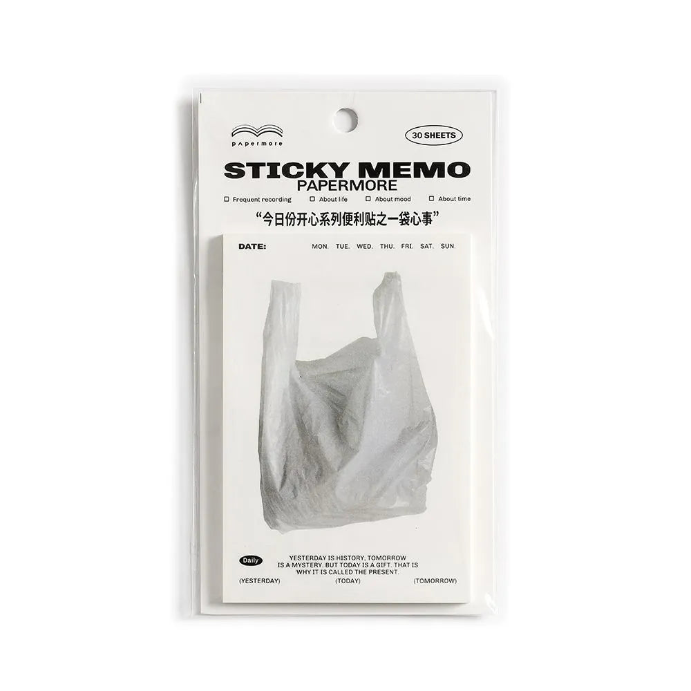 Today's Happy Series square message notepad with 30 pages, 120x80mm size, showing cover design options.