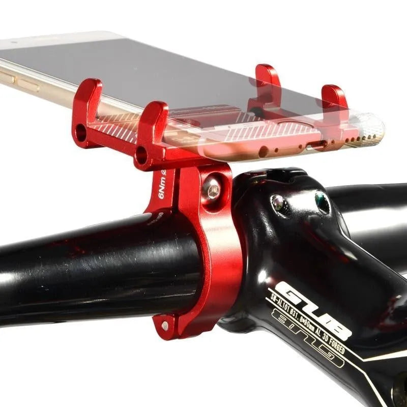 Aluminium motorcycle phone holder with rotating head on handlebars