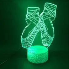 Ballet shoe 3D LED night light with remote control showing multiple colour options