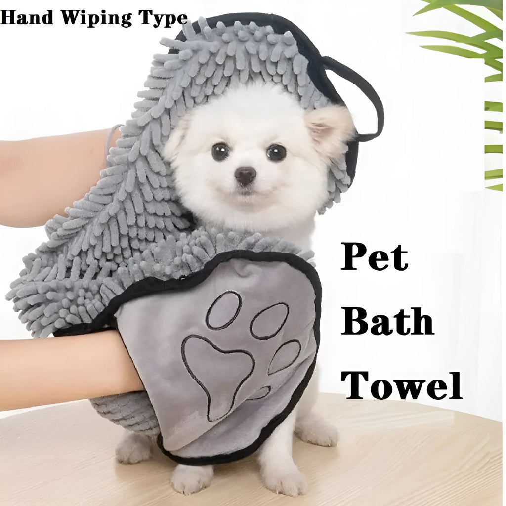 Blue quick-dry fibre dog bath robe towel for drying pets after washing.