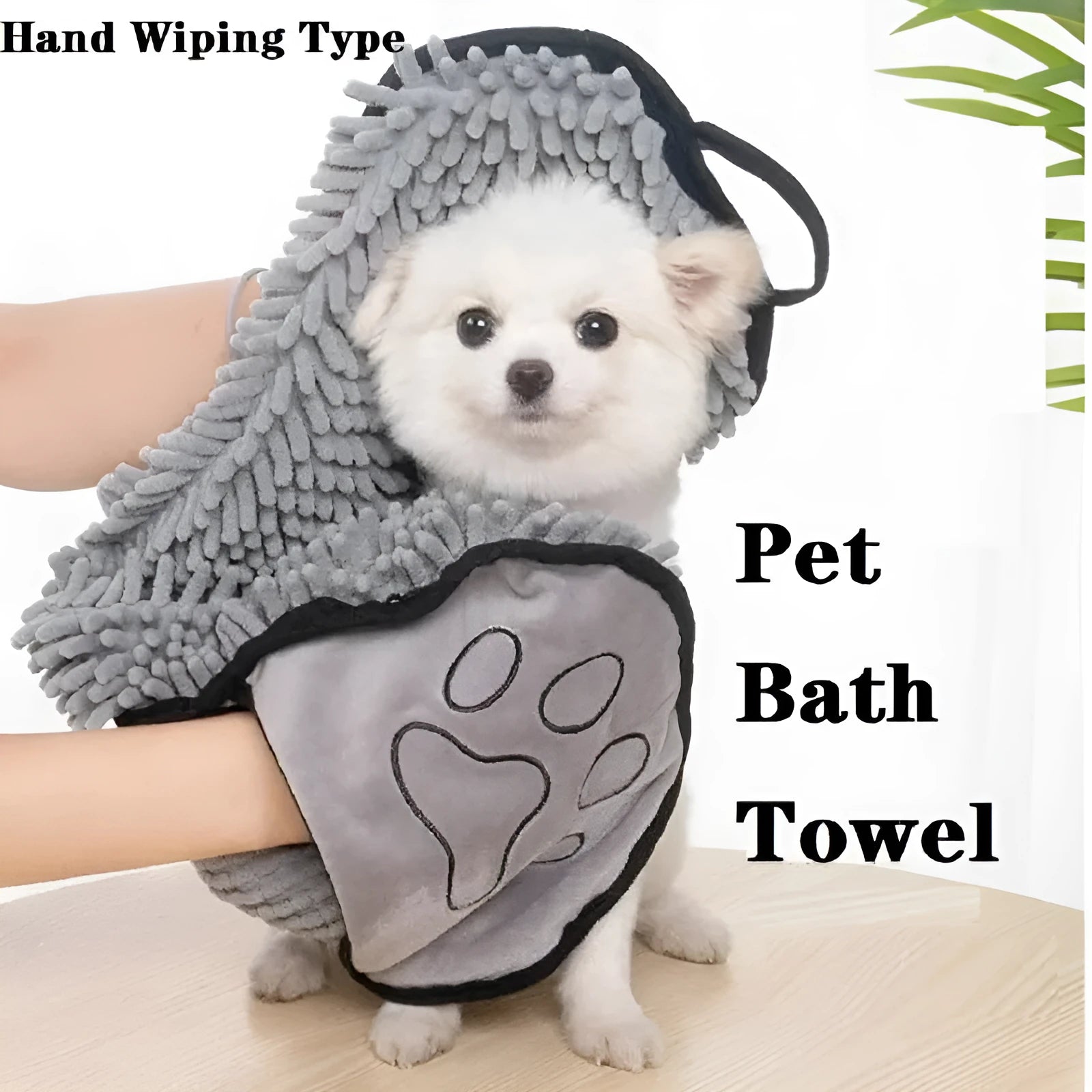 Blue quick-dry fibre dog bath robe towel for drying pets after washing.