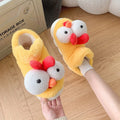 Unisex cute chick cotton slippers in yellow with artificial plush upper, indoor winter wear