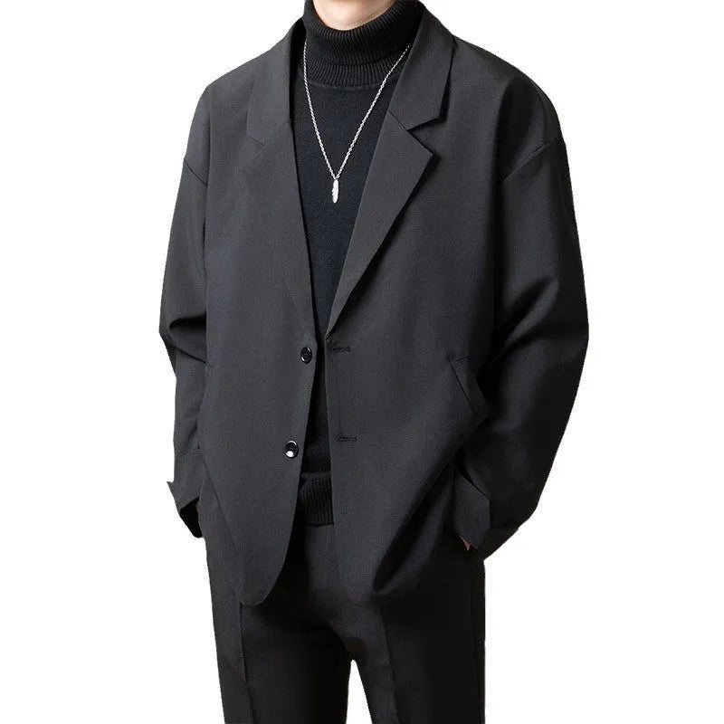 Men's loose fit casual suit jacket in polyester blend fabric available in multiple colours