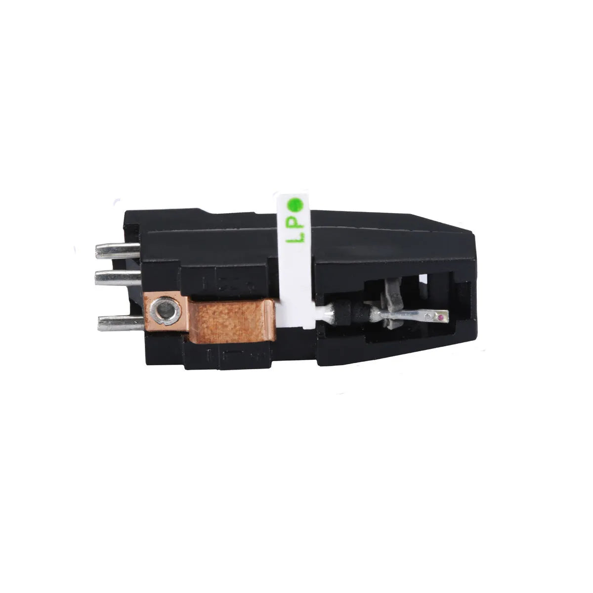 Double needle magnetic cartridge for vinyl record players with ABS plastic shell