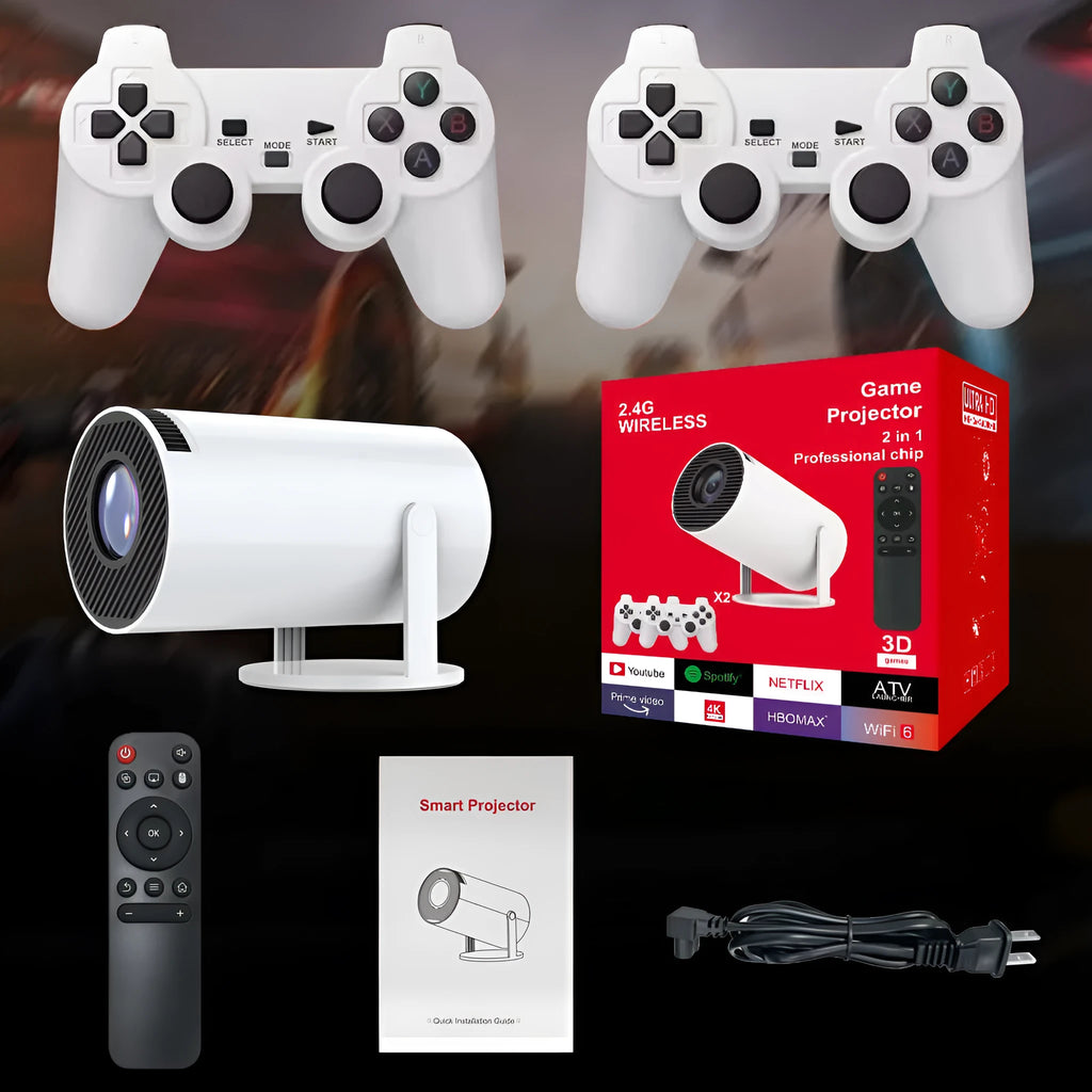 M300MAX portable home projection game machine with handles in red or white packaging box options