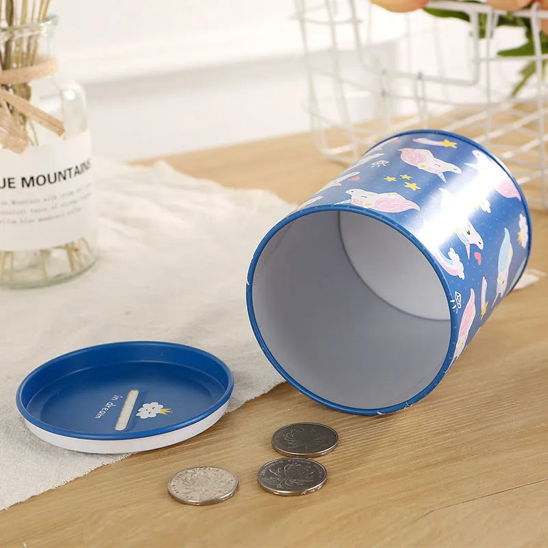 British style creative metal piggy bank with coin slot, 85mm wide and high