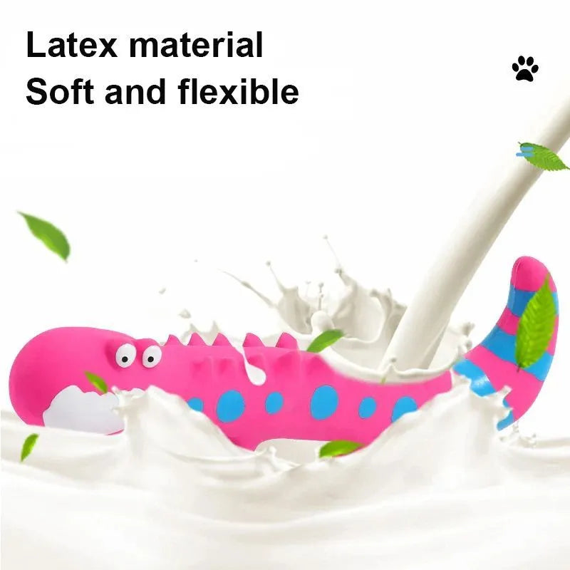Squeaky latex lizard dog toy in green for small and medium dogs