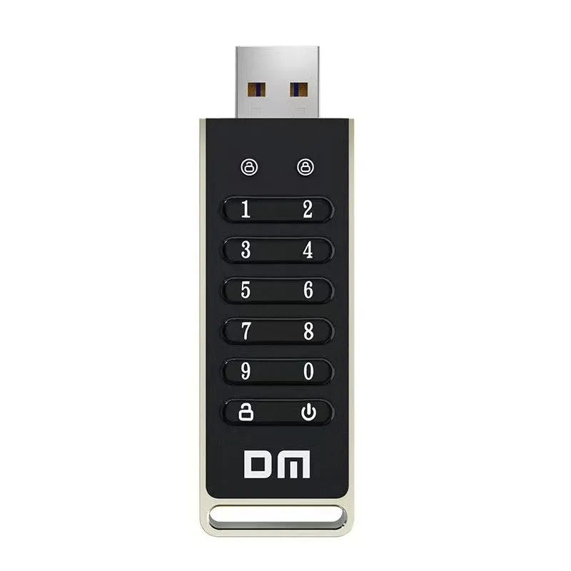 Metal USB 3.0 flash drive with fingerprint sensor and digital button for password protection