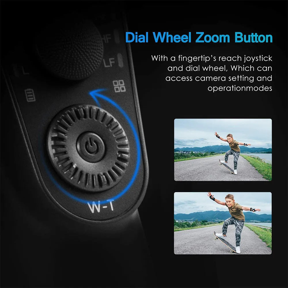 Black three-axis mobile phone gimbal stabiliser with tripod and protective cases
