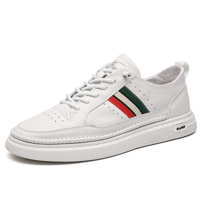Summer breathable student trend lazy inner increase casual shoes in white with round toe and rubber outsole